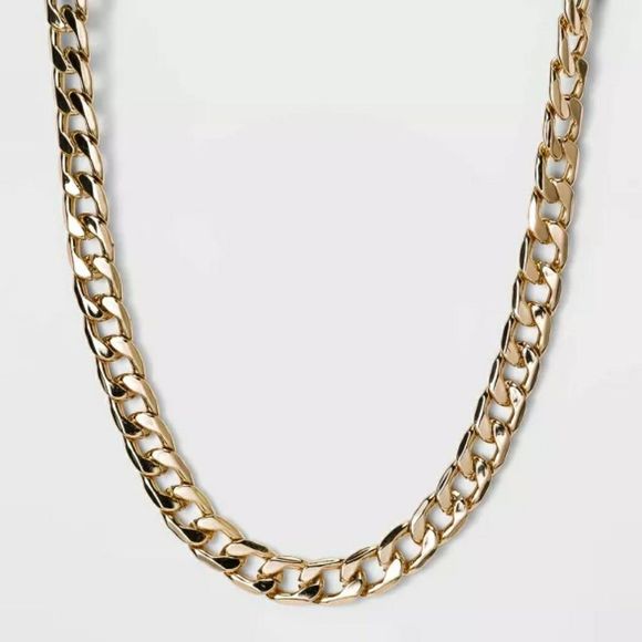 Gold Chunky Chain Link Statment Necklace - Picture 5 of 8
